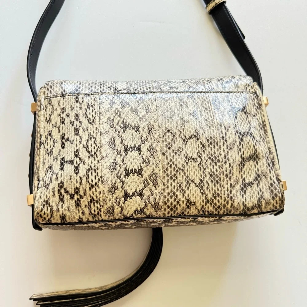 Brian Atwood Cream Snakeskin Leather Crossbody Bag - Picture 10 of 14